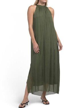 rosemarine silk dress ROSEMARINE Made In Italy Hibiscus Print Silk Blend Dress by vendor-unknown starting at $39.00 * Partially lined, Printed sheer overlay, Fabric provides stretch, Keyhole back with tie closure * Sleeveless,